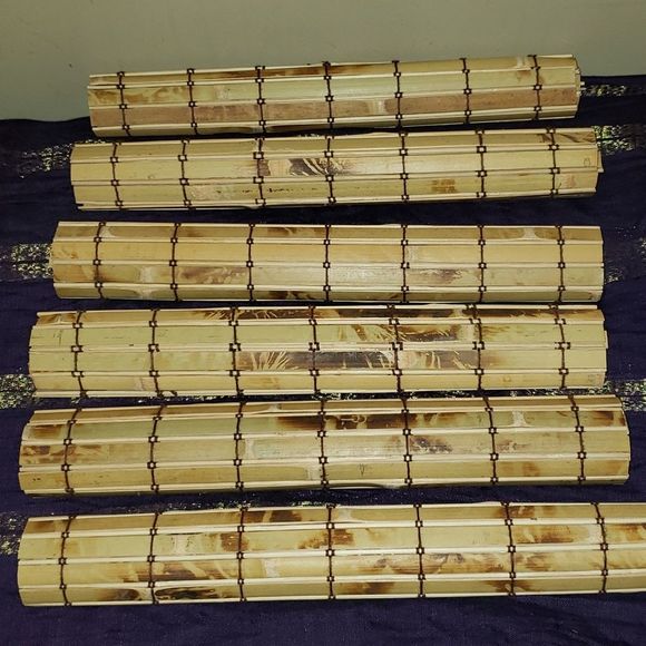 FF 💘 SIX VINTAGE BAMBOO TILE PLACEMATS - Picture 4 of 11